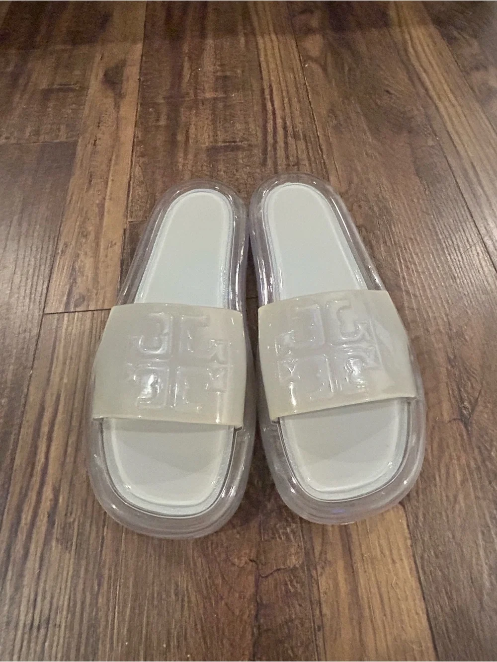 Tory Burch Bubble Jelly Slide Sandals With Logo Strap Size 8B